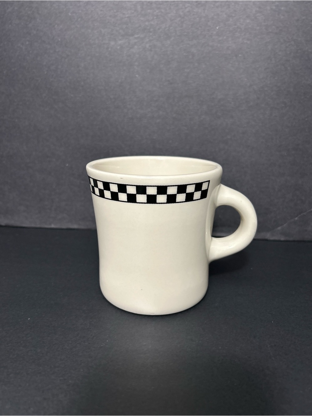Homer Laughlin Mug with Black Checkered Accent